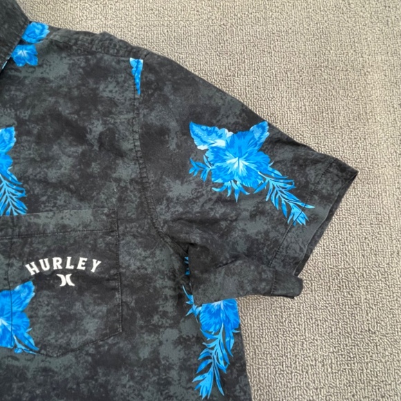 Hurley Shirt Adult Extra Large Black Button Up Blue Floral Casual Outdoor Men - Picture 4 of 12